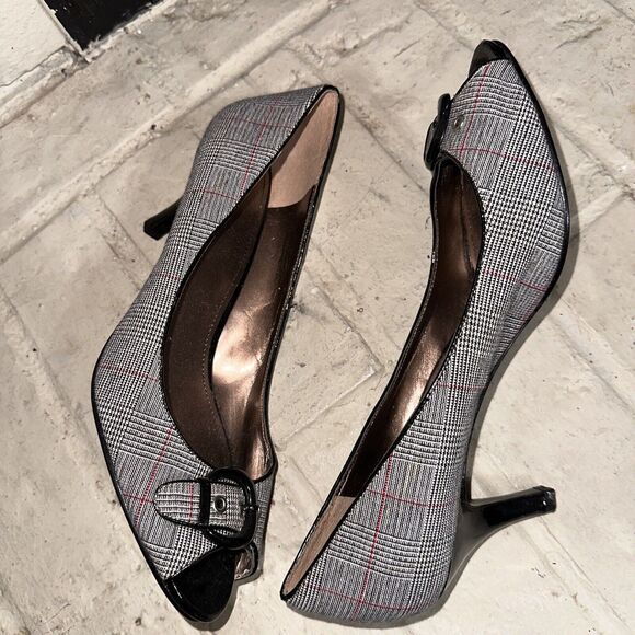 Report Women’s Plaid Peep Toe Heel Pump Shoe Size 9.5 EUC - Picture 9 of 9